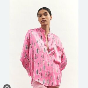 Zara Pink Graphic Blouse